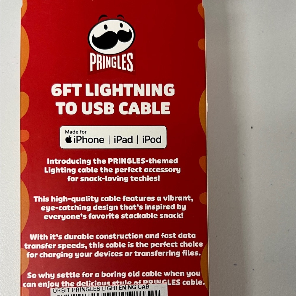 Pringle Red and Yellow Lightning USB Cable - Picture 2 of 2